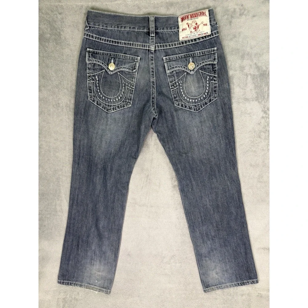True Religion Jeans Mens 36x34 Blue Joey‎ Super T Bootcut Dark Wash Denim Cowboy